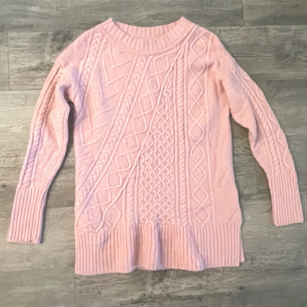 J Crew Wool Blend Cable Knit Patchwork Tunic Swea… - image 4